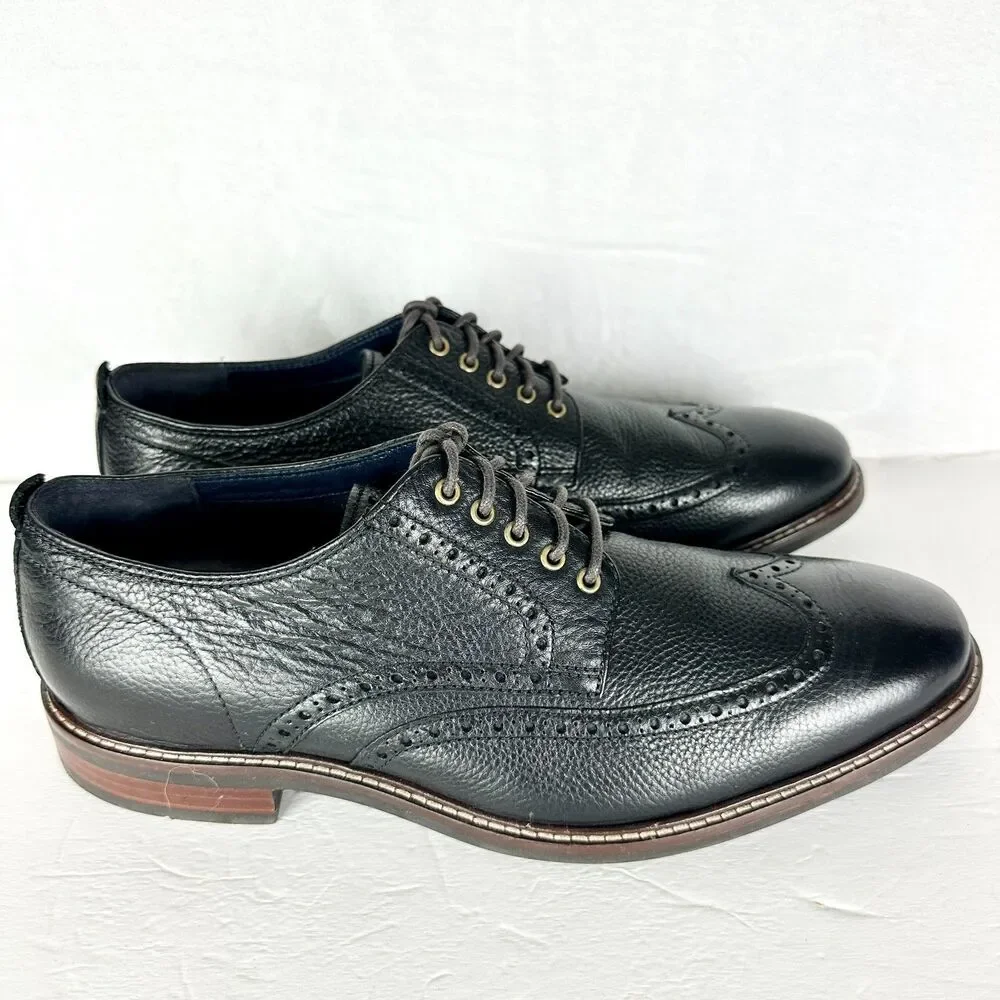 Cole Haan Men's Watson Casual Wigtip Oxford Dress Shoe Size 10 Black EUC Leather